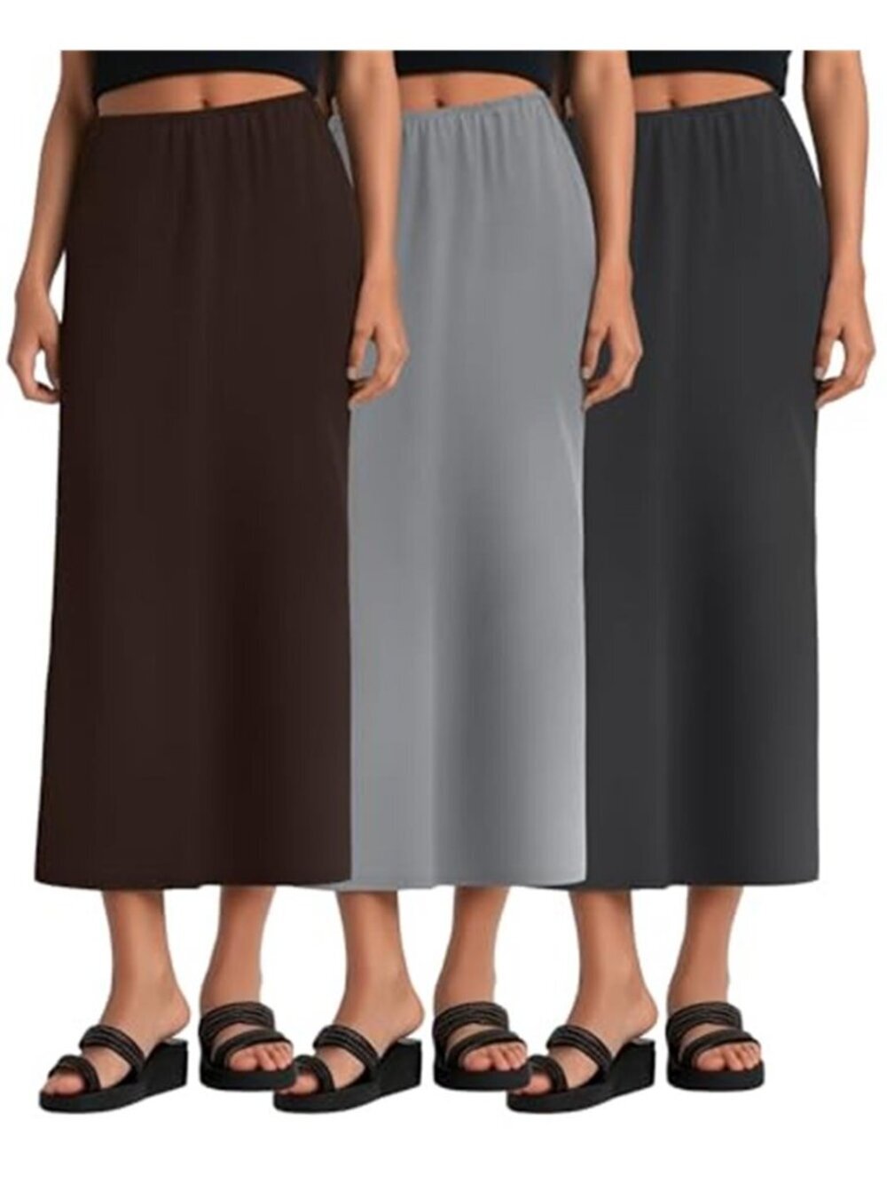 3 Pack Womens Long Maxi Skirts